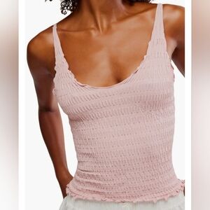 NWT Free People Pink Textured Tank Top